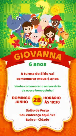Convite de Aniversário Sítio do Picapau Amarelo para Editar