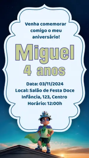 Convite de Aniversário Elio Disney para Editar Online e Imprimir