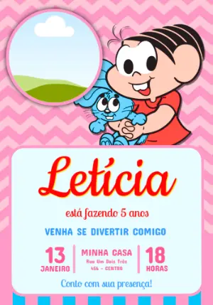 Convite Digital Mônica e Sansão Aniversário Infantil Editável