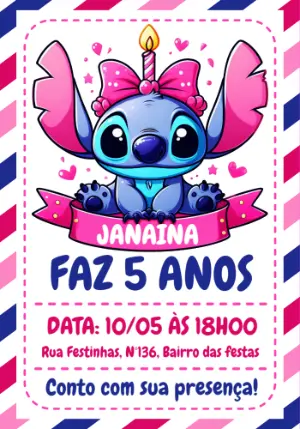 Invitación de cumpleaños Stitch – Estático – Crazyume Designer