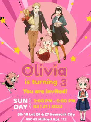 Spy x Family Birthday Invitation to Edit Online