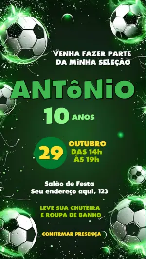 Soccer Birthday Invitation – Static – Convite digital - Edite você mesmo