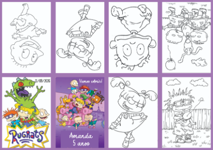 Livrinho de Colorir Rugrats para Aniversário Editável