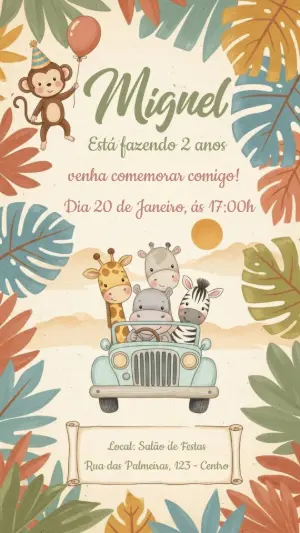 Safari Birthday Invitation – Static – CollorGraph Convites