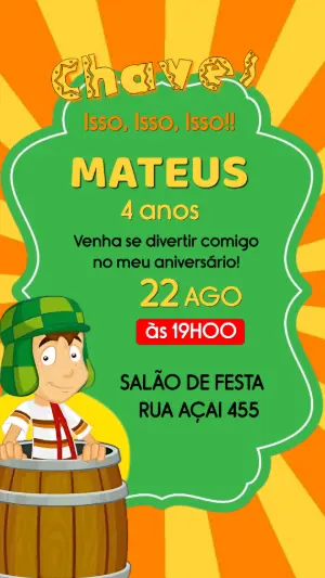 Convite Aniversário do Chaves para Editar Online