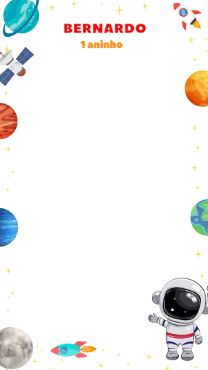 Moldura Aniversário Astronauta para Editar Online