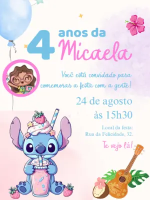 Invitación de cumpleaños Stitch – Estático – Pedro Henrique