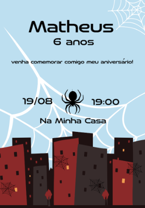 Convite Aniversário Homem Aranha para Editar Online