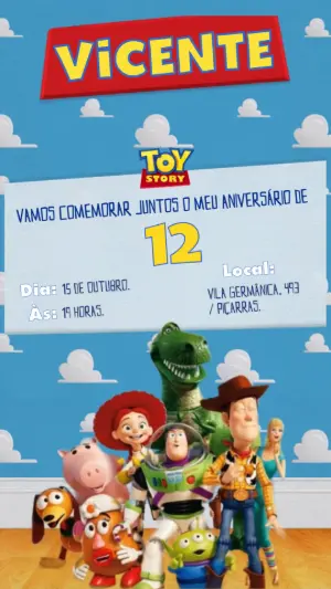 Convite Animado Falante Toy Story Woody para Editar