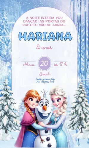 Convite de Aniversário Frozen Princesas do Gelo Editável