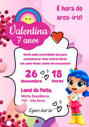 Convite de Aniversário Vera e o Reino do Arco-Íris para Editar