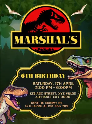 Jurassic Dinosaur Birthday Party Invitation Editable Online