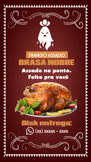 Flyer de Frango Assado para Editar Online e Divulgar