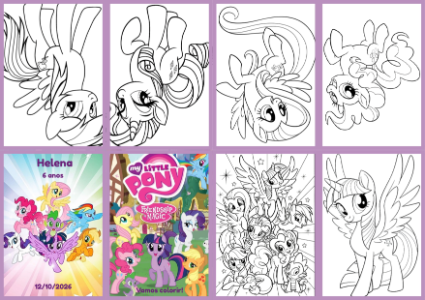 Livrinho de Colorir My Little Pony Editável para Lembrancinha