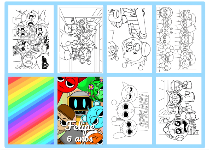 Mini Livro de Colorir Kawaii Crew para Editar e Imprimir