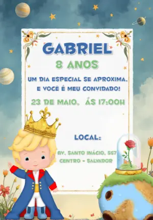 Convite Aniversário Pequeno Príncipe para Editar Online
