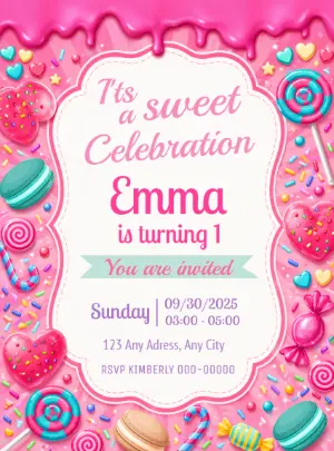 Sweet Candy Land Birthday Editable Invitation