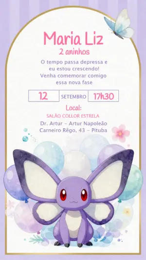 Convite de Aniversário Infantil Monstrinho Lilás Editável
