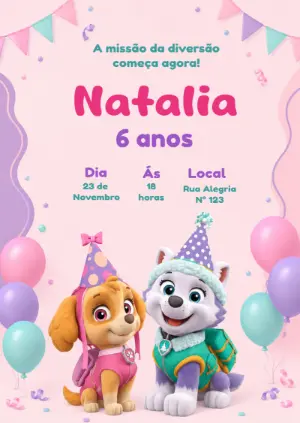 Invito di compleanno Paw Patrol – Statico – KC Design