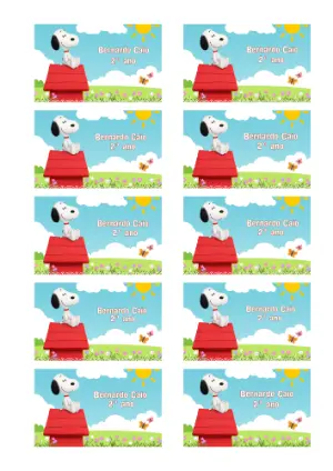 Etiqueta Escolar Snoopy Colorida para Editar e Imprimir