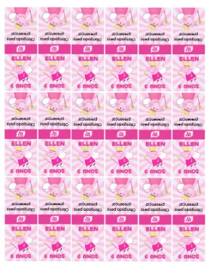 Rótulo para Tic Tac Peppa Pig Fada Rosa Modelo Editável
