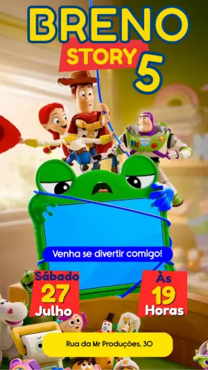 Convite Animado de Aniversário Toy Story para Editar
