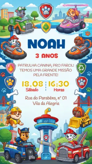 Invito di compleanno Paw Patrol – Statico – Festôu Convites