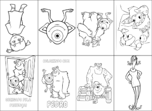Mini Livro de Colorir Monstros SA Editável para Imprimir
