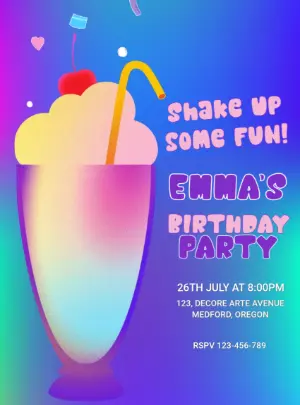 Animated Milkshake Birthday Invitation to Edit Online