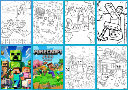Livrinho de Colorir Minecraft Editável para Festa Infantil