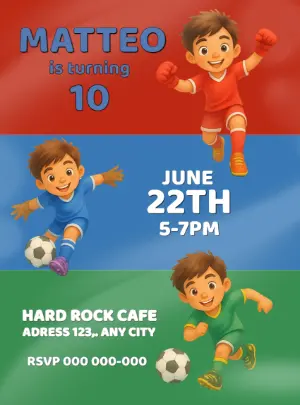 Boys Soccer Party Invitation | Editable Digital Template