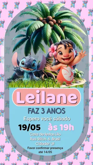 Stitch Birthday Invitation – Static – Gema Artes Digitais