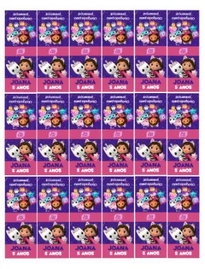 Rótulo Tic Tac A Casa Mágica da Gabby Editável para Aniversário
