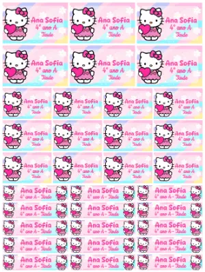 Etiqueta Escolar Hello Kitty Rosa e Fofa para Editar e Imprimir