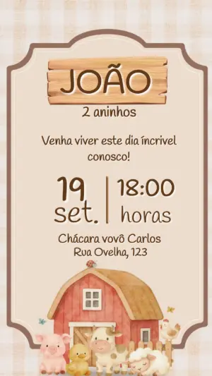 Convite Fazendinha Editável para Aniversário Infantil