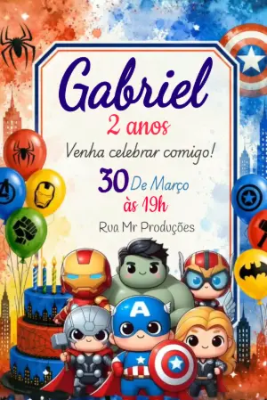 Vídeo Convite Vingadores Baby para Editar