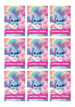 Tag Aniversário Stitch Fofo para Editar e Imprimir