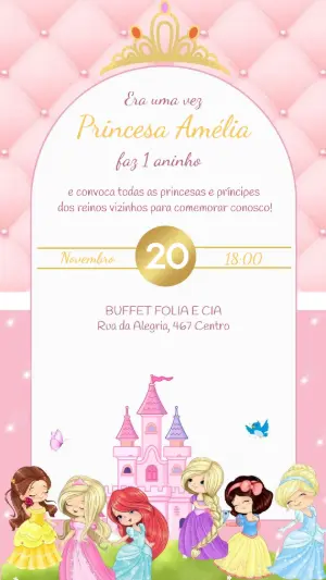 Invitación de cumpleaños Princesas – Estático – Felicity Artes