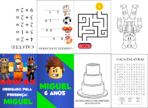 Mini Livro de Atividades Roblox Editável para Aniversário