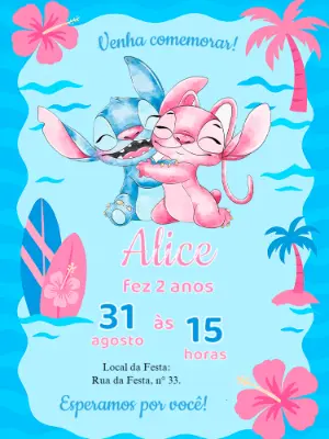 Invitación de cumpleaños Stitch – Estático – Pedro Henrique