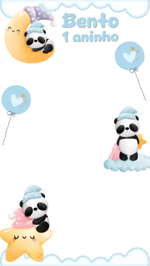 Moldura para stories 1 Aninho Urso Panda Sonhador Editável