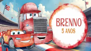Adesivo Aniversário Carros Disney para Editar Online