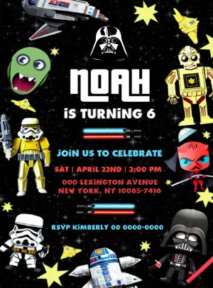 Star Wars Birthday Invitation with Characters to Edit Online
