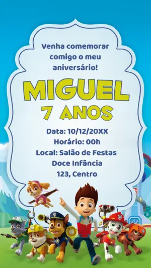 Invito di compleanno Paw Patrol – Statico – Idesign Personalizados