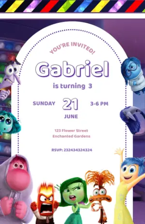 Fun Inside Out Birthday Invite - Digital Template