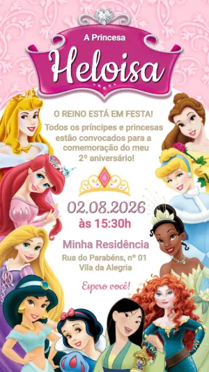 Invito di compleanno Principesse – Statico – Festôu Convites