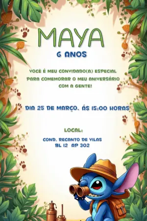 Invitación de cumpleaños Stitch – Estático – CollorGraph Convites