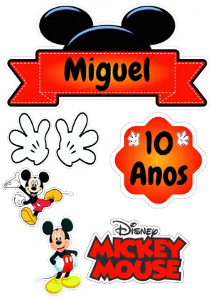 Topo de Bolo Mickey Mouse para Aniversário para Editar Online