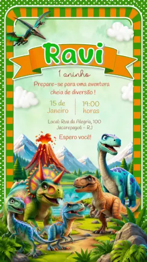 Invitación de cumpleaños Dinosaurio – Estático – Felicity Artes