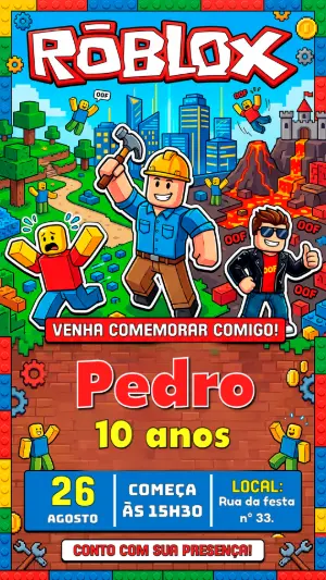 Invito di compleanno Roblox – Statico – Alegria no ar